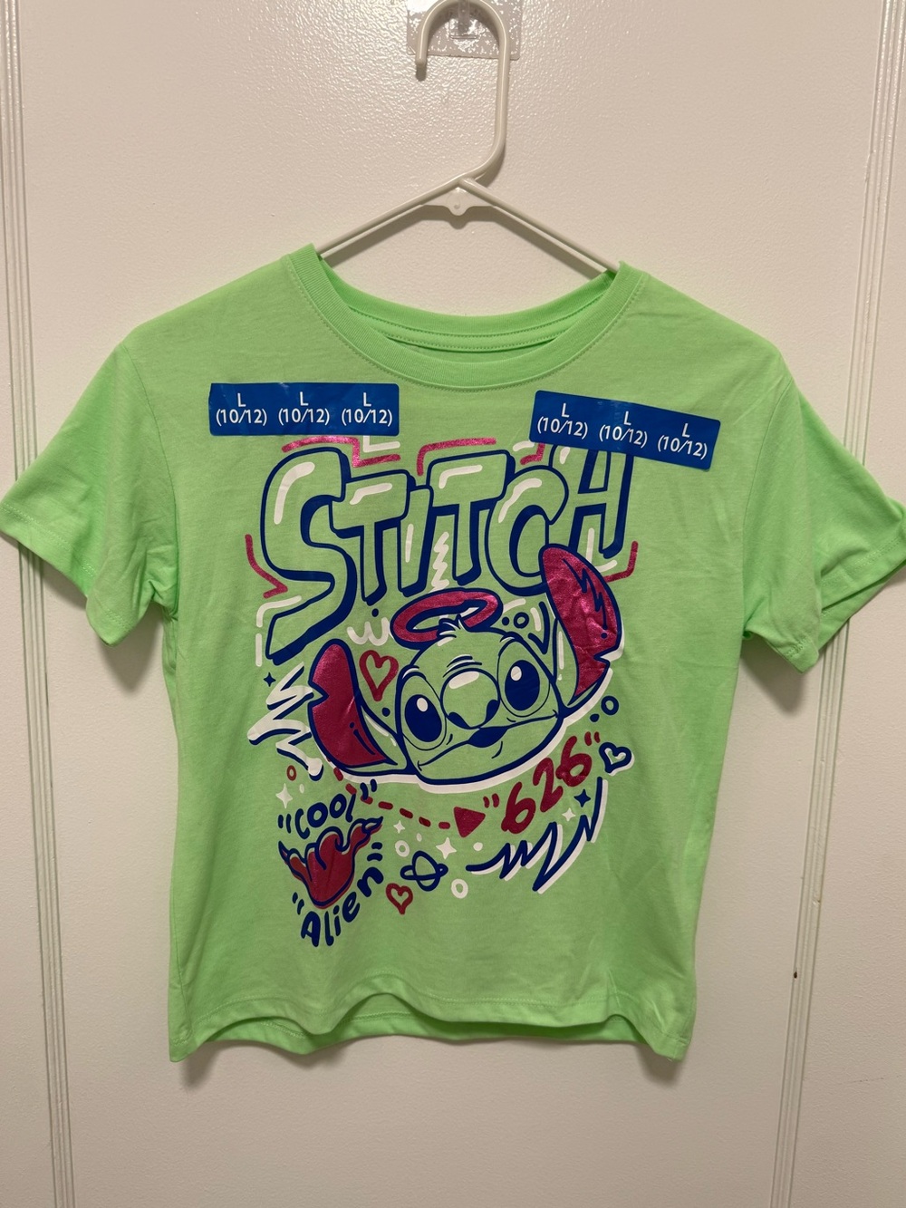 NWOT Disney Stitch Graphic T-Shirt Green 10/12